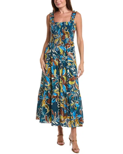 Anne Klein Smocked Bodice Patio Dress In Multi
