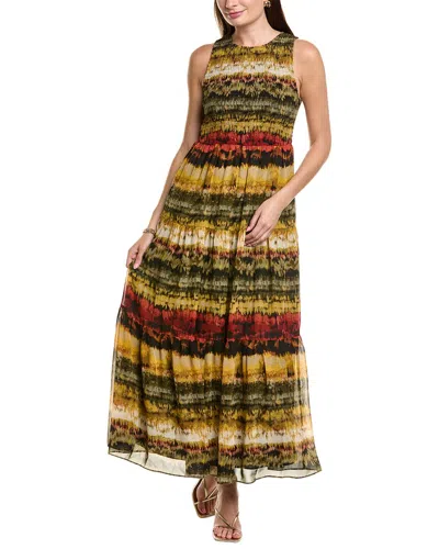Anne Klein Smocked Bodice Patio Midi Dress In Green