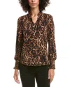Anne Klein Plus Size Printed-chiffon Smocked-cuff Blouse In Animal Print