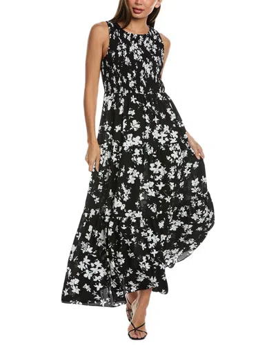 Anne Klein Smocked Maxi Dress In Black