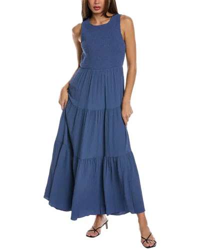 Anne Klein Sleeveless Tiered Maxi Dress In Blue