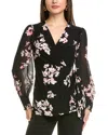 Anne Klein Print Wrap Top In Black