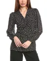 Anne Klein Smocked Sleeve Wrap Top In Black