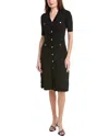 Anne Klein Women's Ribbed Button-front A-line Dress In Black