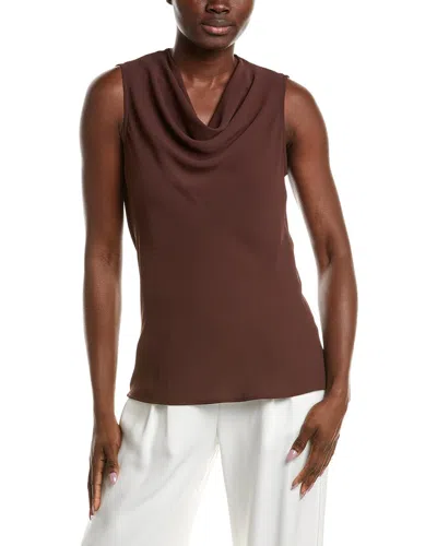 Anne Klein Solid Blouse In Brown