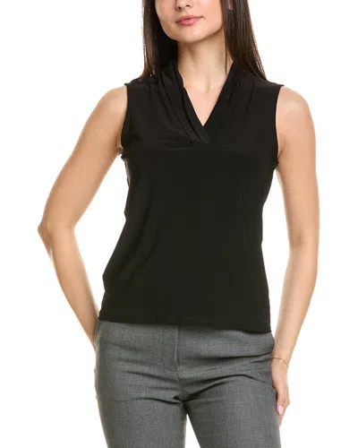 Anne Klein Solid Triple Pleat Top In Black