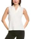 Shop Anne Klein Solid Triple Pleat Top In White