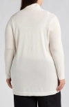 Anne Klein Sonoma Rib Trim Cardigan In White Dove