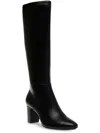 Anne Klein Womens Block Heel Faux Leather Knee-high Boots In Black