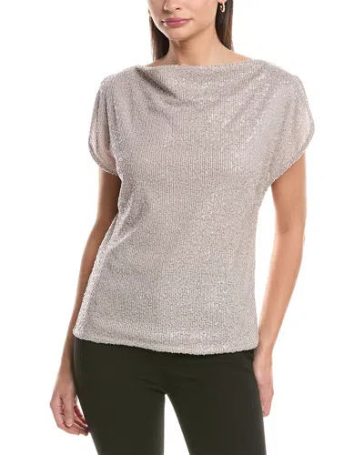 ANNE KLEIN ANNE KLEIN SPLIT SHOULDER DRAPE SEQUIN BLOUSE