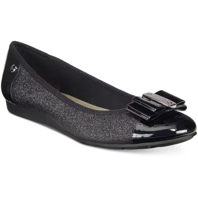 Anne Klein Sport Akarica Womens Sequined Manmade Ballet Flats In Black