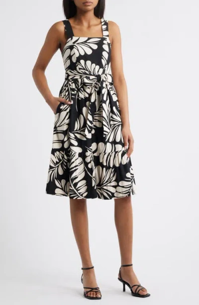 Anne Klein Square Neck Fit & Flare Dress In Black