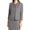 Anne Klein Stand Collar Tweed Blazer In Gray