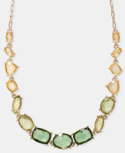 Anne Klein Stationed Stone Statement Necklace, 16" + 3" Extender In Gold