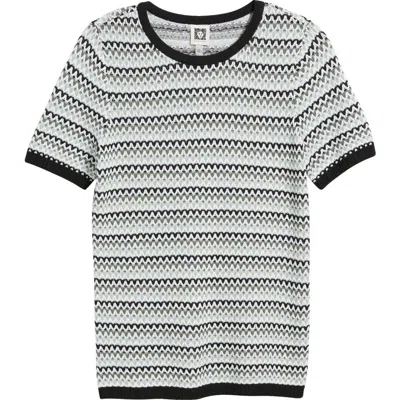 Anne Klein Stitch Crewneck Cotton Blend T-shirt In Green
