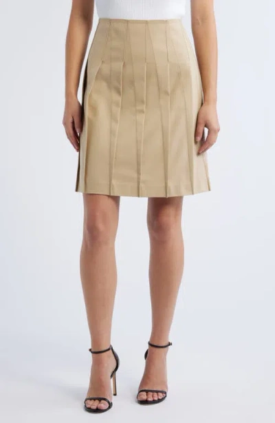 Anne Klein Stitch Pleat A-line Skirt In Beige
