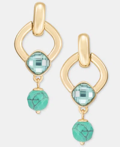 Anne Klein Stone & Bead Drop Earrings In Gold