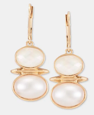 Anne Klein Stone & Mother-of-pearl Snowman Drop Earrings In White