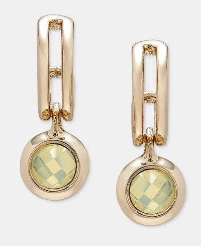 Anne Klein Stone Charm Huggie Hoop Earrings In Brown
