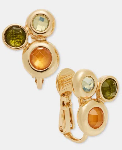 Anne Klein Stone Cluster Clip-on Button Earrings In Multi