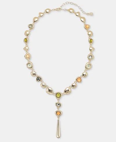 Anne Klein Stone Pebble Lariat Necklace, 16" + 3" Extender In Multi