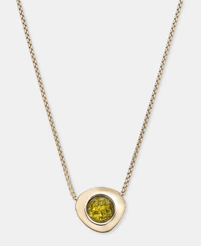 Anne Klein Stone Pebble Pendant Necklace, 16" + 3" Extender In Green