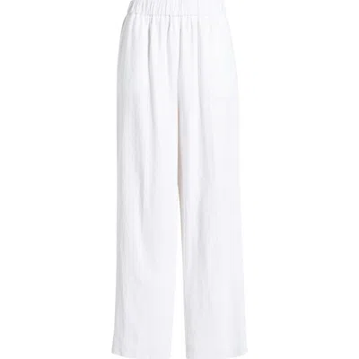 Anne Klein Straight Leg Linen Blend Pants In White