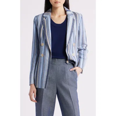 Anne Klein Stripe Blazer In Blue