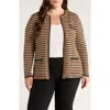 Anne Klein Plus Size Long-sleeve Front-pocket Cardigan In Brown