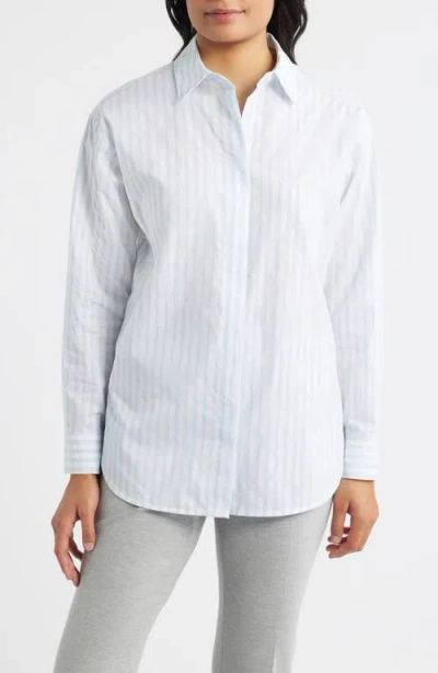 Anne Klein Stripe Woven Shirt In Blue