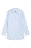 Anne Klein Stripe Woven Shirt In Blue