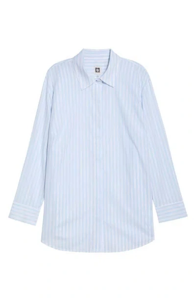 Anne Klein Stripe Woven Shirt In Blue