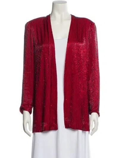 Pre-owned Anne Klein Striped Evening Jacket In Red