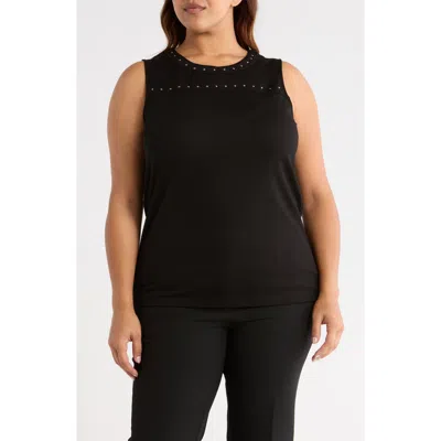 Anne Klein Studded Sleeveless Top In Black