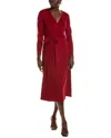 Anne Klein Serenity Long Sleeve Faux Wrap Dress In Red