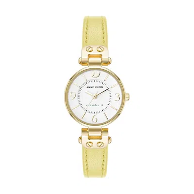 Anne Klein Sustainable Leather Strap Ladies Watch In Burgundy