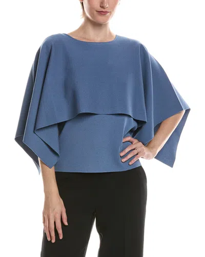 Anne Klein Womens Boat Neck Cape Overlay Sweater In Blue