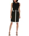 Anne Klein Contrast Trim Sleeveless Sweater Dress In Black