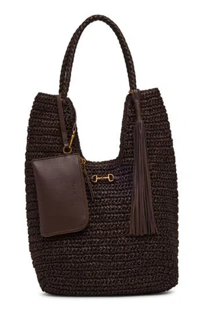 Anne Klein Tapered Woven Tote Bag With Pouch In Brown
