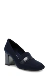 Anne Klein Tarin Square Toe Pump In Navy Fabric