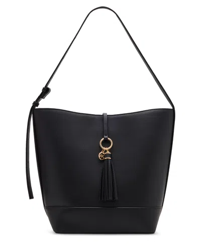 Anne Klein Tassel Large Hobo Bag In Black
