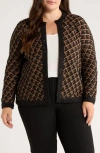 Anne Klein Texture Plaid Beaded Cardigan In Multi