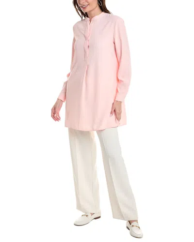 Anne Klein Textured Charmeuse Popover Blouse In Pink