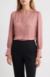 Anne Klein Textured Crepe Long Sleeve Top In Pink