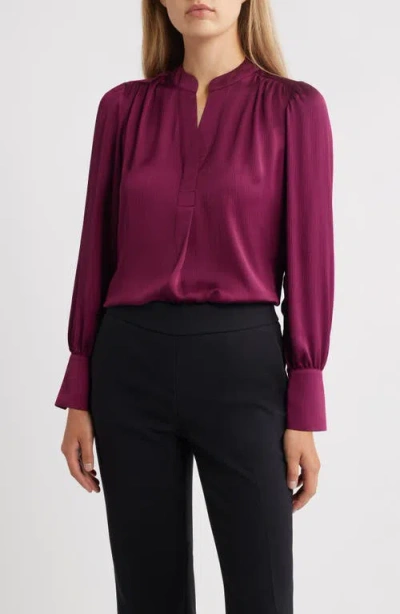 Anne Klein Textured Crepe Long Sleeve Top In Pink