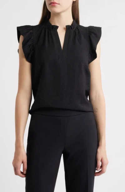 Anne Klein Textured Flutter Sleeve Woven Top