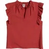 Anne Klein Textured Flutter Sleeve Woven Top