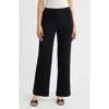 Anne Klein Textured Pull-on Wide Leg Pants In Black