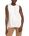 Anne Klein Womens Pleated Chiffon Shell In White
