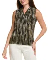 Anne Klein The Triple Pleat Printed Top In Multi